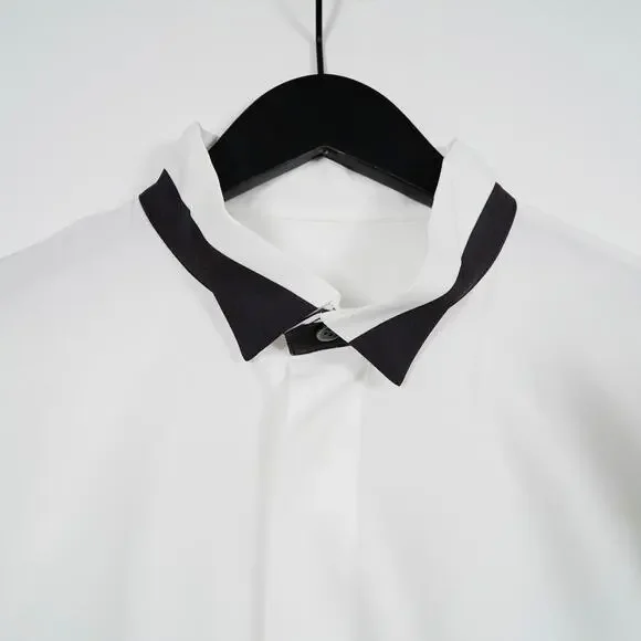 Homme Plisse Issey Miyake White Shirt Bow Tie Collar Print Size 2 Japan